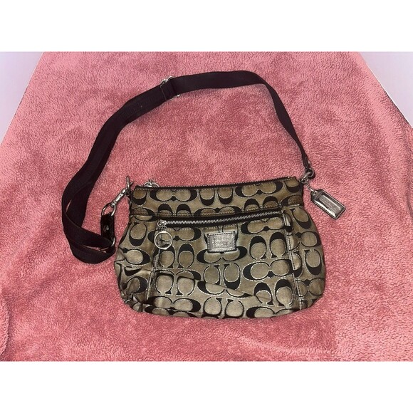 Coach Handbags - Coach Poppy Metallic Gray W/ Black Signature Bag